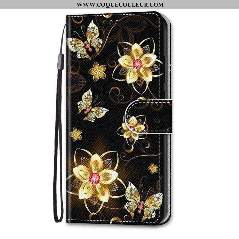 Housse Xiaomi Redmi Note 11 Pro Plus 5G Fleurs à Lanière