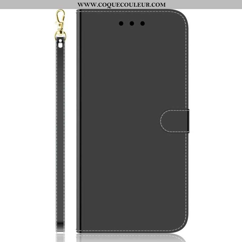 Housse Xiaomi Redmi Note 12 4G Simili Cuir Miroir avec Lanière