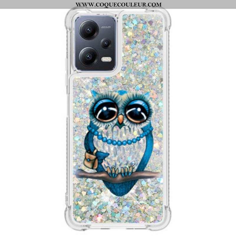 Coque Xiaomi Redmi Note 12/Poco X5 5G Paillettes Miss Hibou