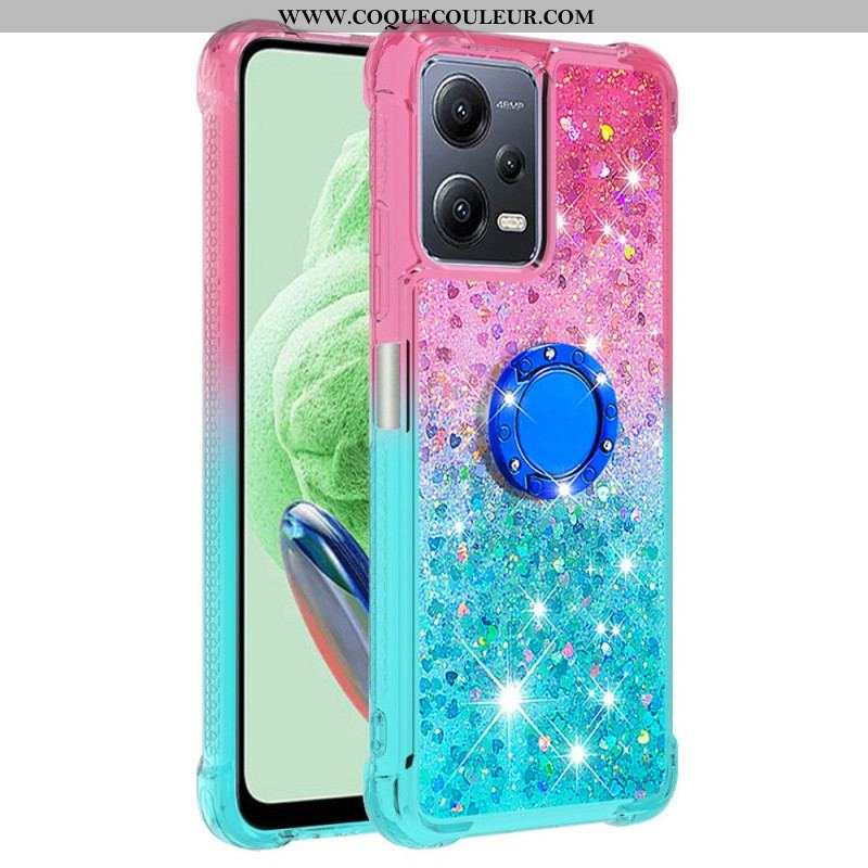 Coque Xiaomi Redmi Note 12/Poco X5 5G Paillettes Anneau-Support