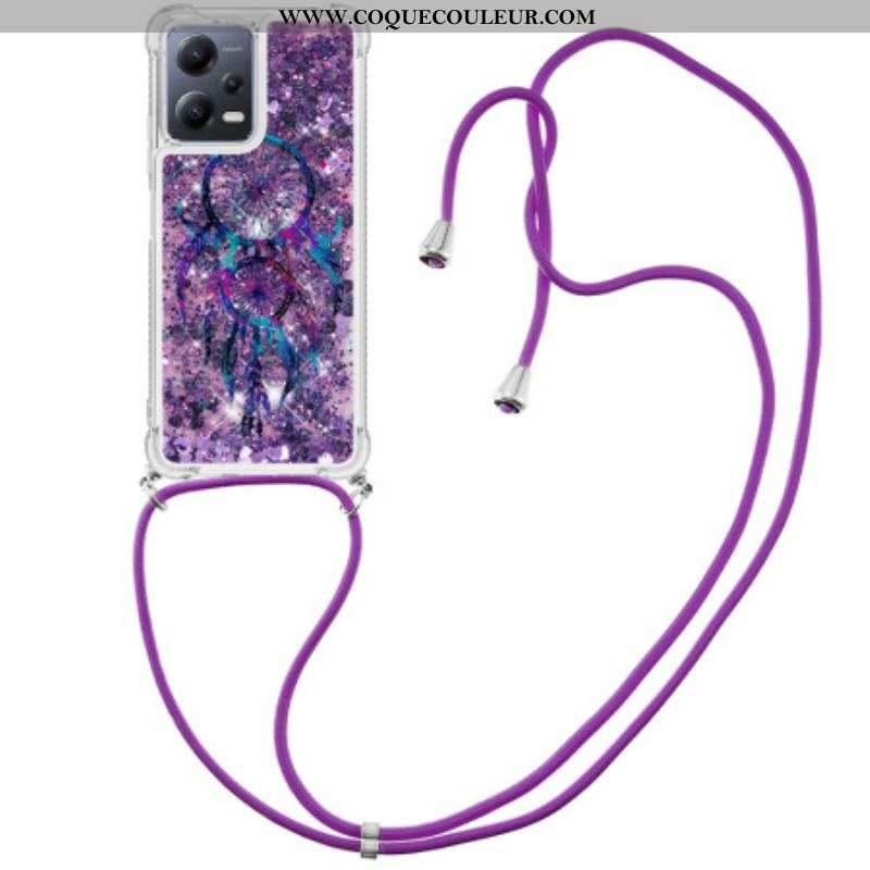Coque Xiaomi Redmi Note 12/Poco X5 5G à Cordon Paillettes Attrape Rêves