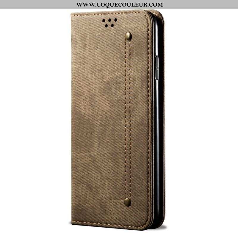 Flip Cover Xiaomi Redmi Note 12/Poco X5 5G Tissu Jeans