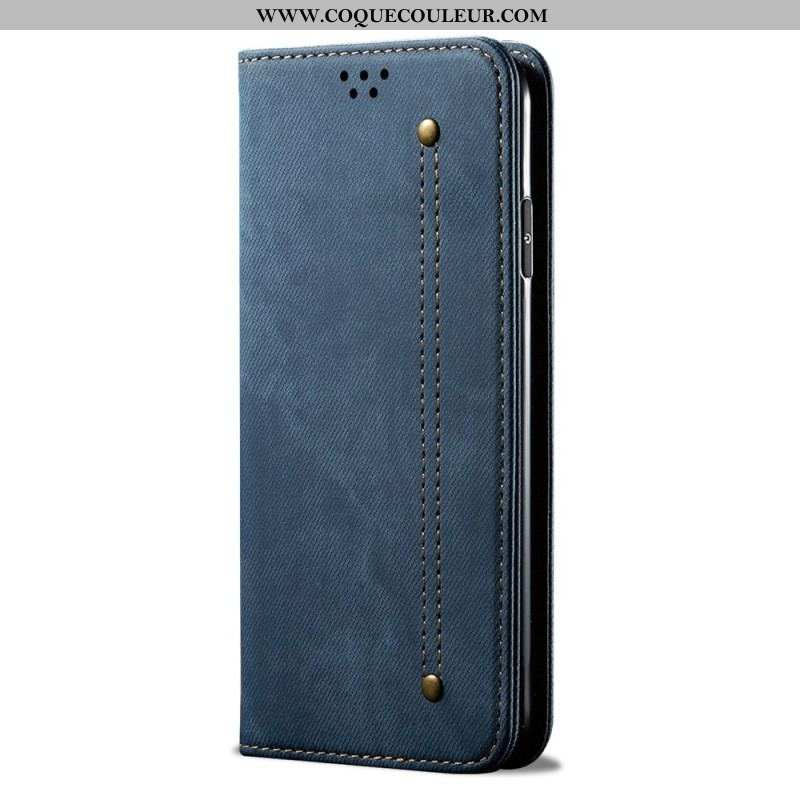 Flip Cover Xiaomi Redmi Note 12/Poco X5 5G Tissu Jeans