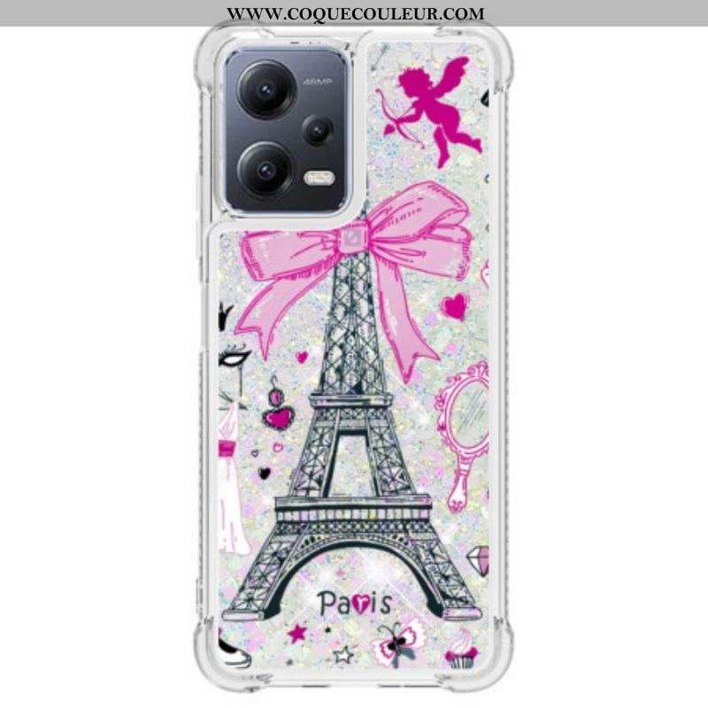 Coque Xiaomi Redmi Note 12/Poco X5 5G Paillettes Tour Eiffel