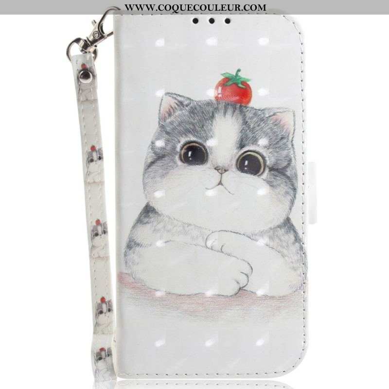 Housse Xiaomi Redmi Note 12/Poco X5 5G Chat Gris à Lanière