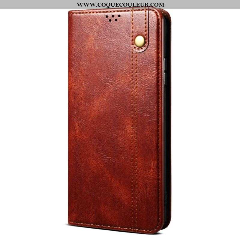 Flip Cover Xiaomi Redmi Note 12/Poco X5 5G Simili Cuir Ciré