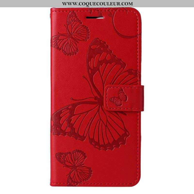 Housse Xiaomi Redmi Note 12/Poco X5 5G Papillons Géants à Lanière