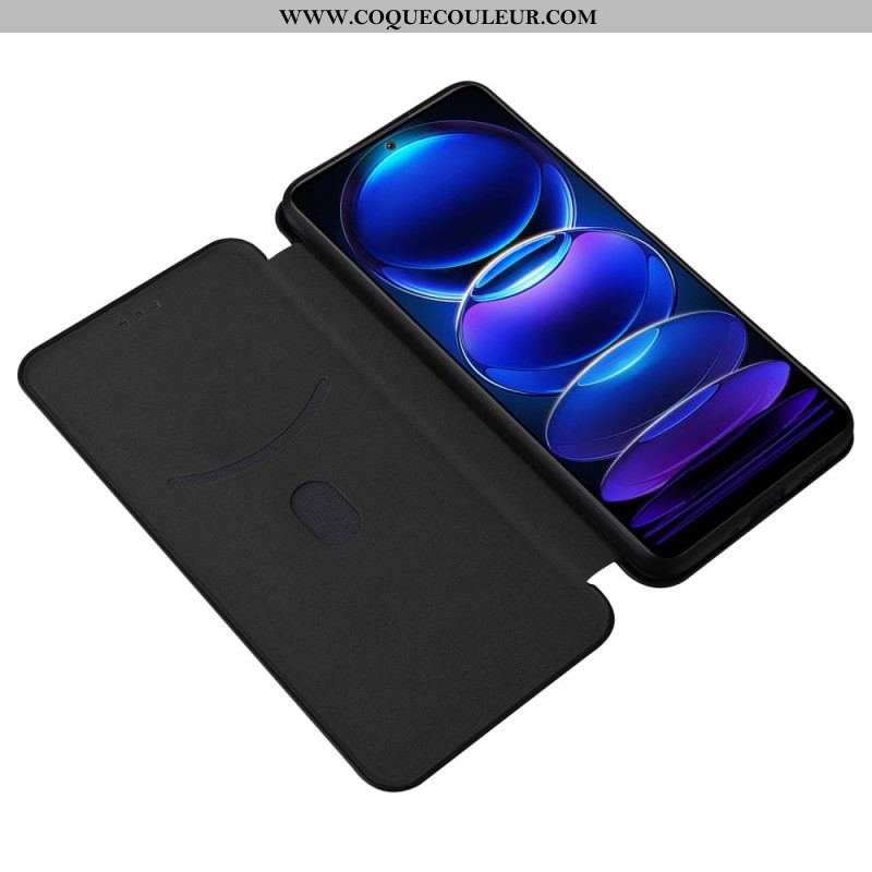 Flip Cover Xiaomi Redmi Note 12/Poco X5 5G Fibre Carbone