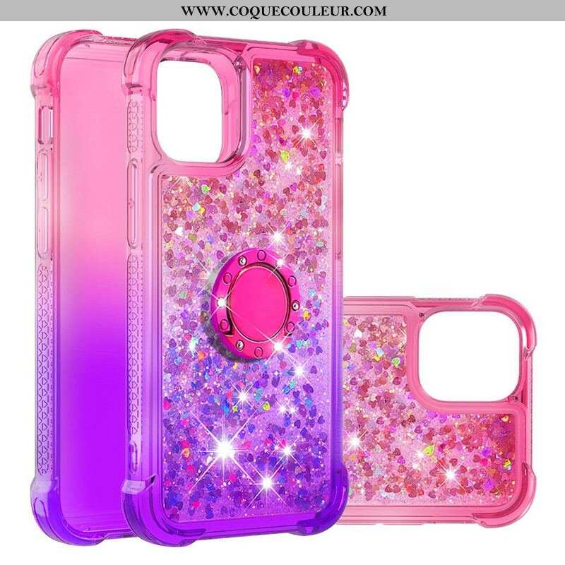 Coque iPhone 13 Mini Paillettes Anneau-Support