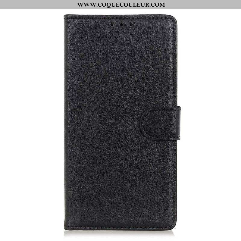 Housse iPhone 13 Mini Simili Cuir Litchi Traditionnel