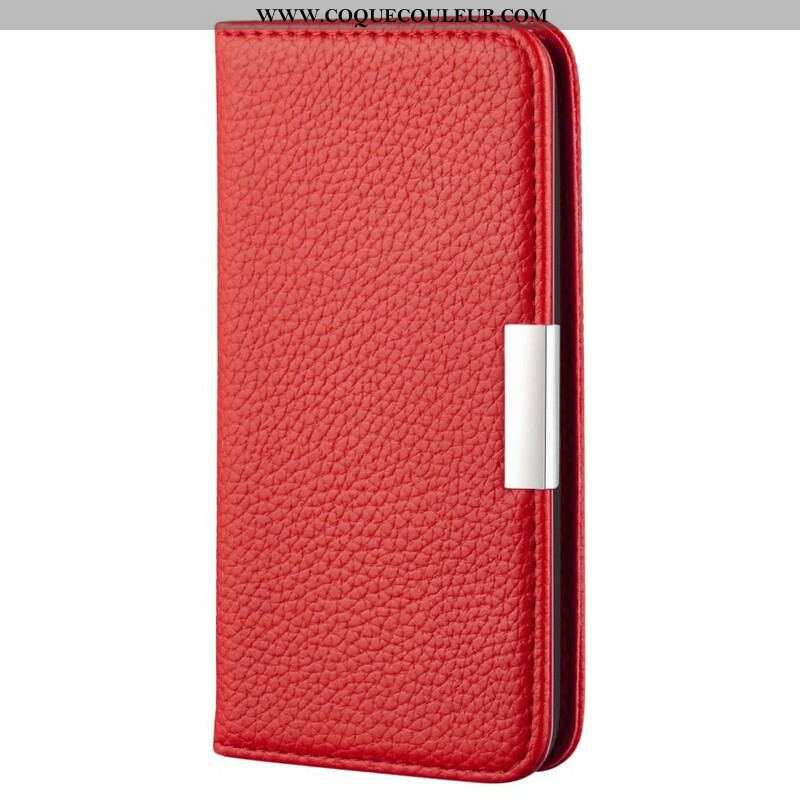 Flip Cover iPhone 13 Mini Simili Cuir Litchi Ultra Chic