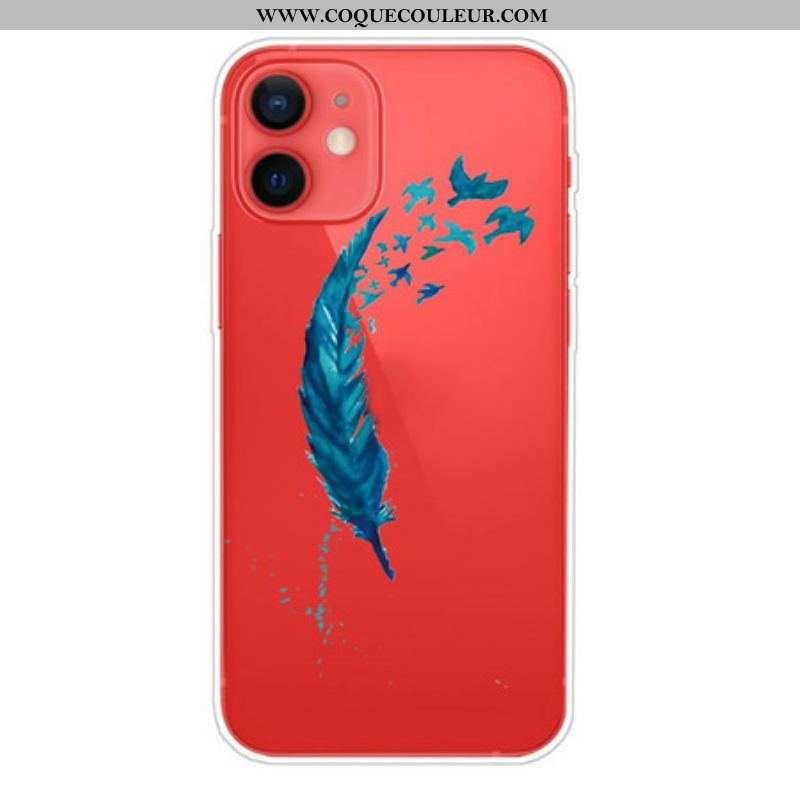 Coque iPhone 13 Mini Belle Plume Bleue