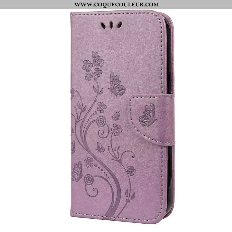 Housse iPhone 13 Mini Florale à Lanière