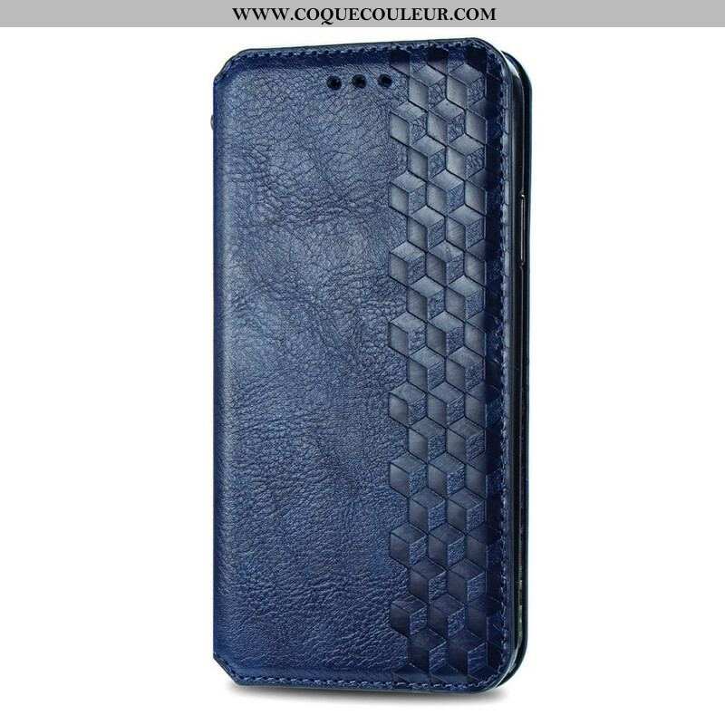 Flip Cover iPhone 13 Mini Effet Cuir Texture Diamant