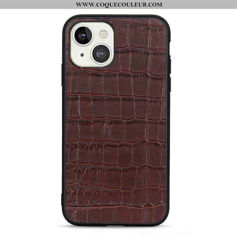Coque iPhone 13 Mini Véritable Cuir Texture Crocodile