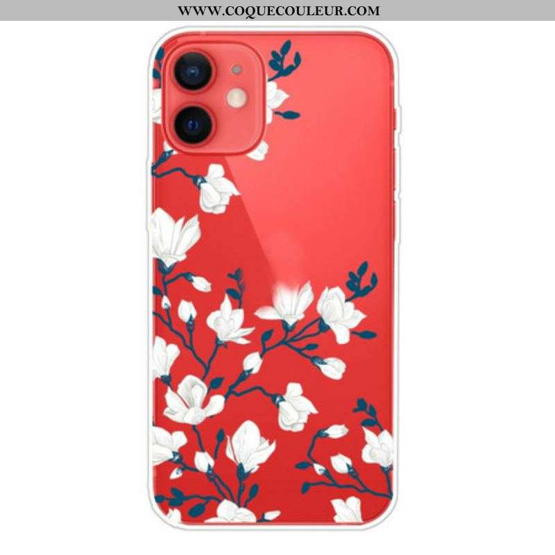 Coque iPhone 13 Mini Fleurs Blanches