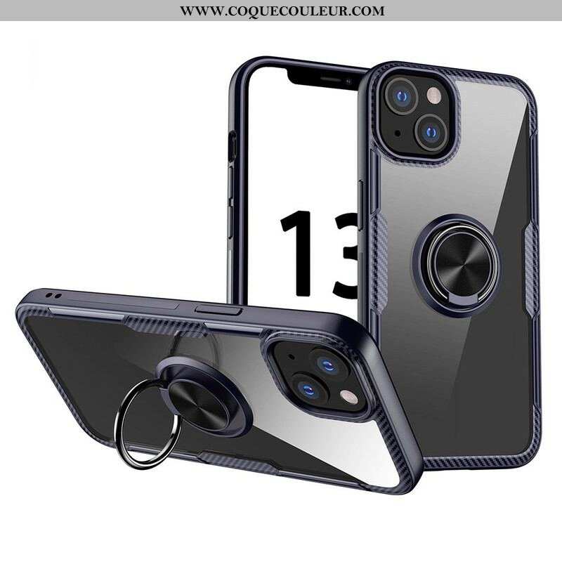 Coque iPhone 13 Mini Fibre Carbone Anneau Métallique