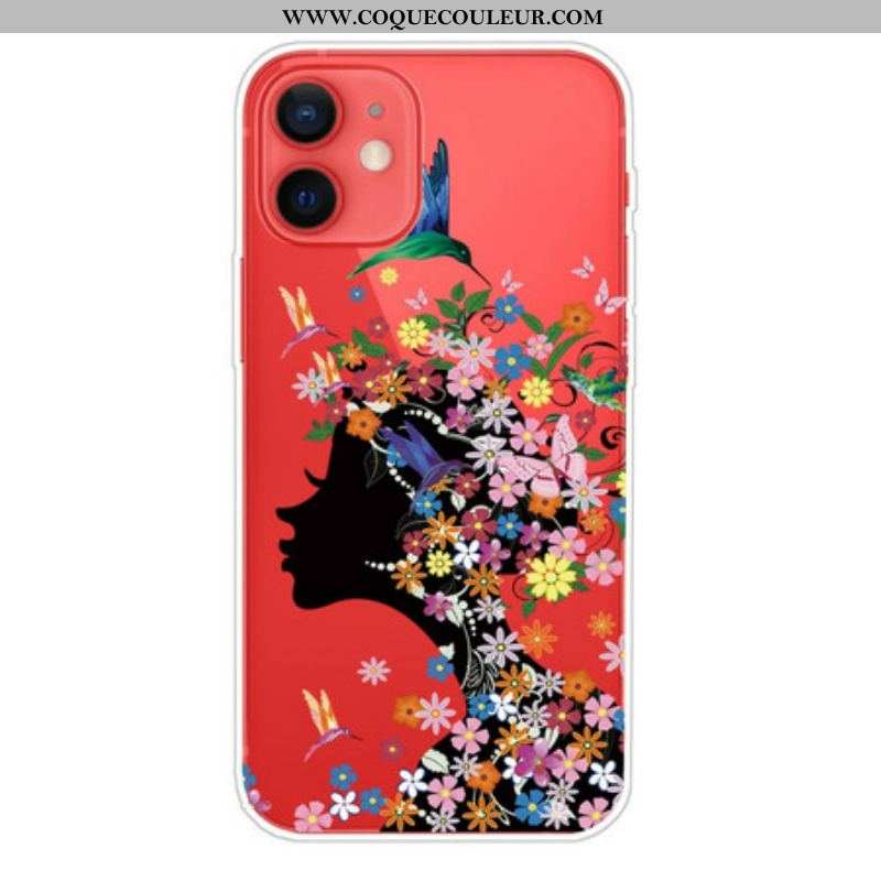 Coque iPhone 13 Mini Jolie Tête Fleurie