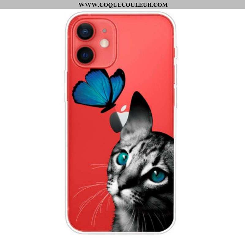 Coque iPhone 13 Mini Chat et Papillon