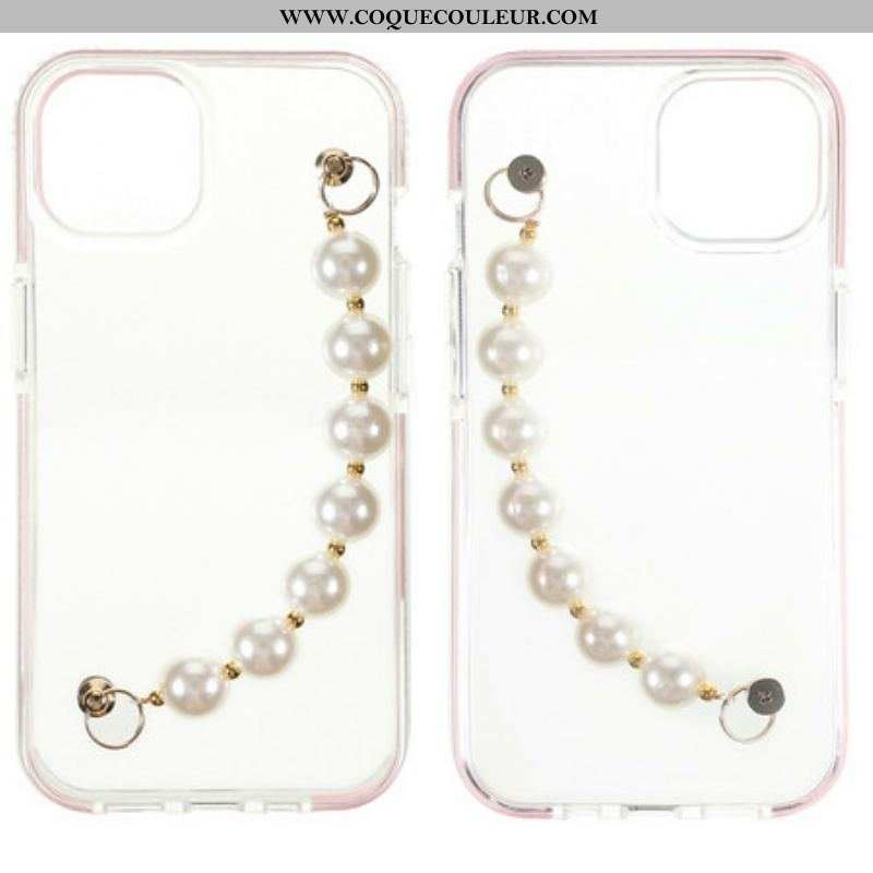 Coque iPhone 13 Mini Silicone Bracelet Perles