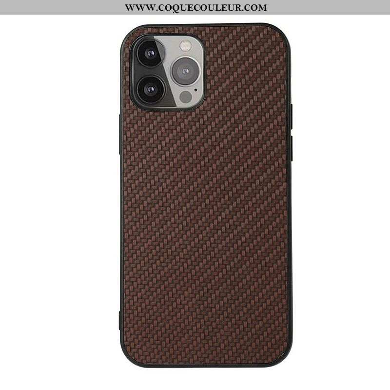 Coque iPhone 13 Pro Max Effet Cuir Texture Fibre Carbone