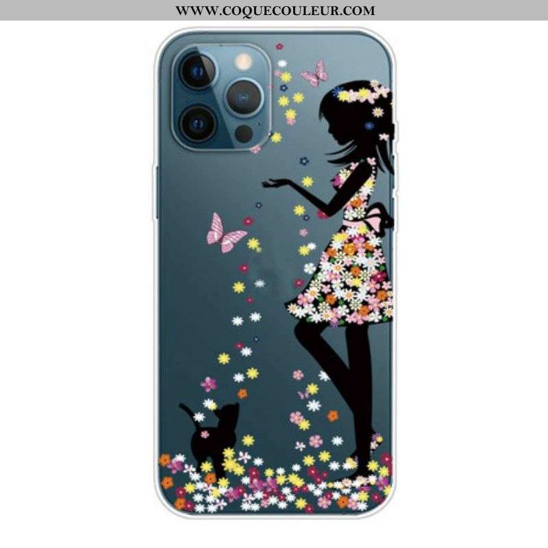 Coque iPhone 13 Pro Max Jeune Fille Fleurie