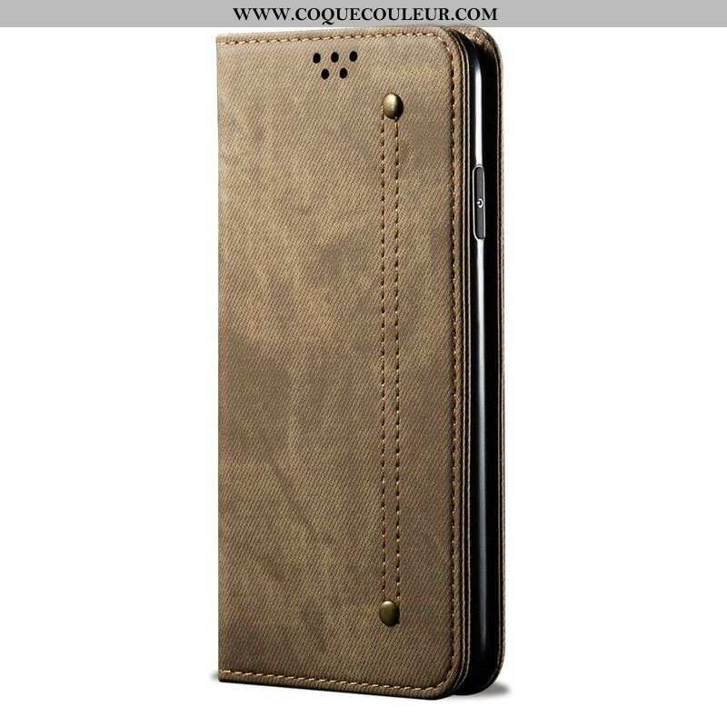 Flip Cover iPhone 13 Pro Max Simili Cuir Texture Jeans