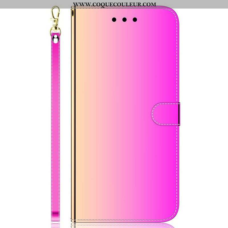 Housse iPhone 13 Pro Max Simili Cuir Couverture Miroir