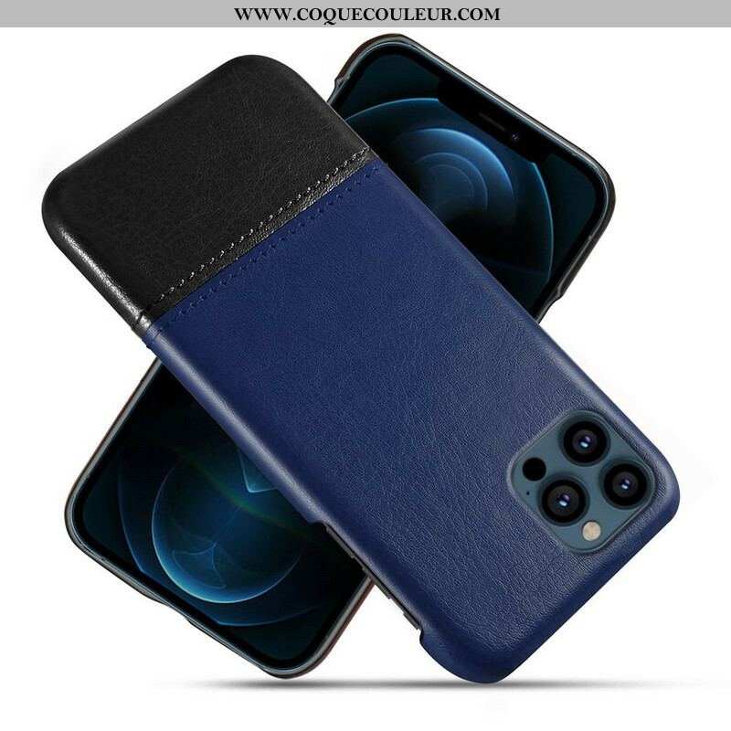 Coque iPhone 13 Pro Max Effet Cuir Bicolore KSQ