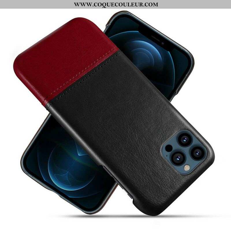 Coque iPhone 13 Pro Max Effet Cuir Bicolore KSQ