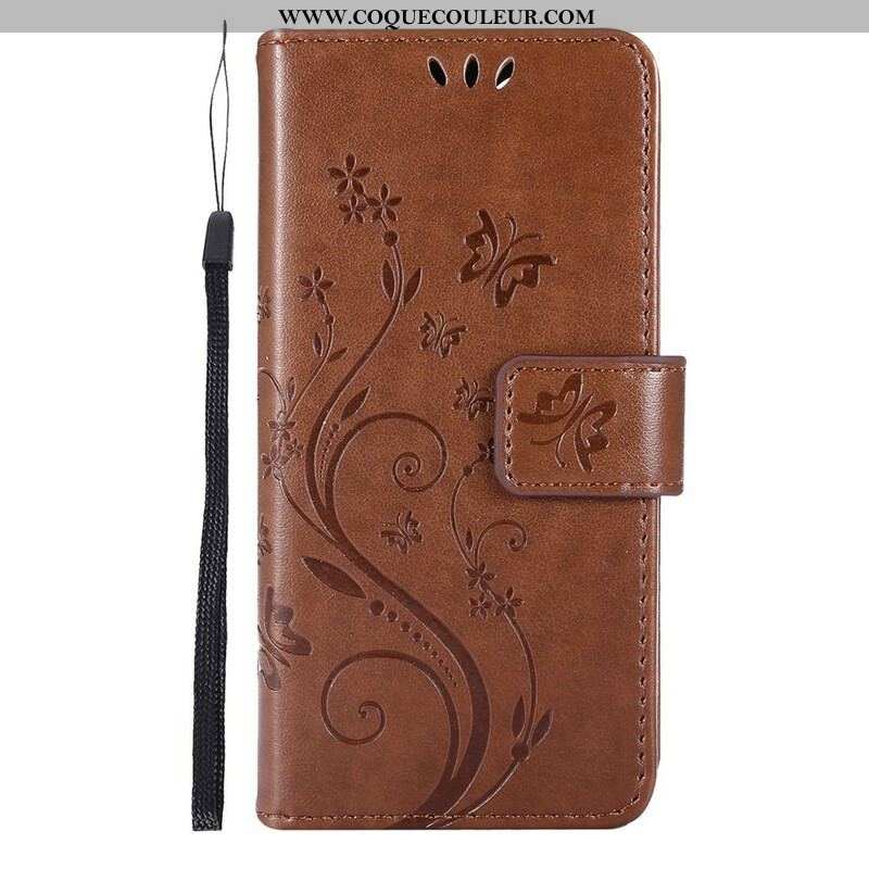 Housse iPhone 13 Pro Fleurs Graphiques à Lanière
