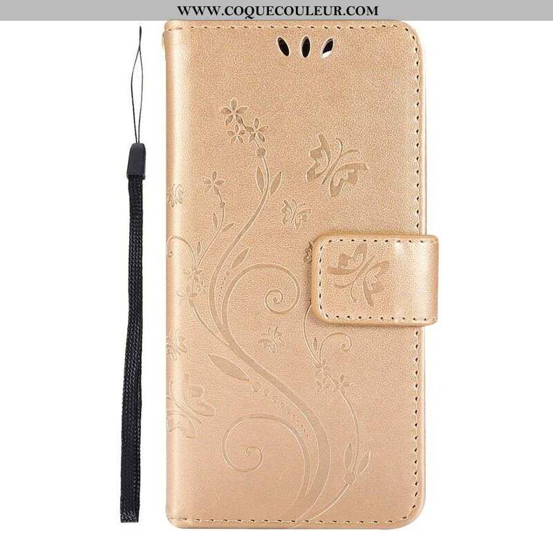 Housse iPhone 13 Pro Fleurs Graphiques à Lanière