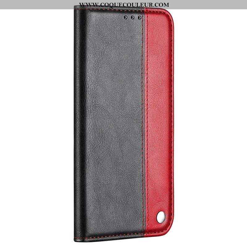 Flip Cover iPhone 13 Pro Bicolore Effet Cuir