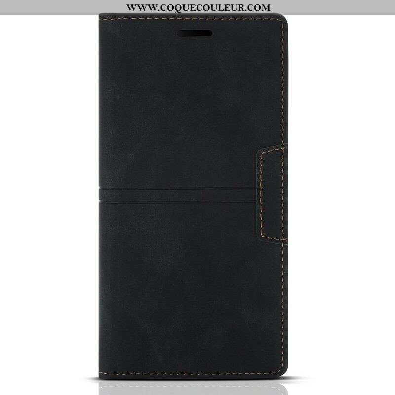 Flip Cover iPhone 13 Pro Style Cuir Couture Fermoir Magnétique