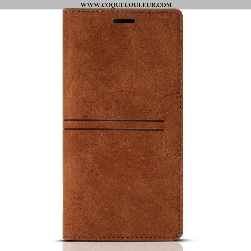 Flip Cover iPhone 13 Pro Style Cuir Couture Fermoir Magnétique