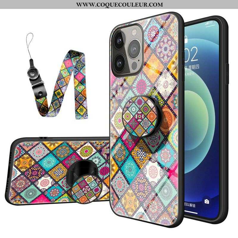 Coque iPhone 13 Pro Support Magnétique Patchwork