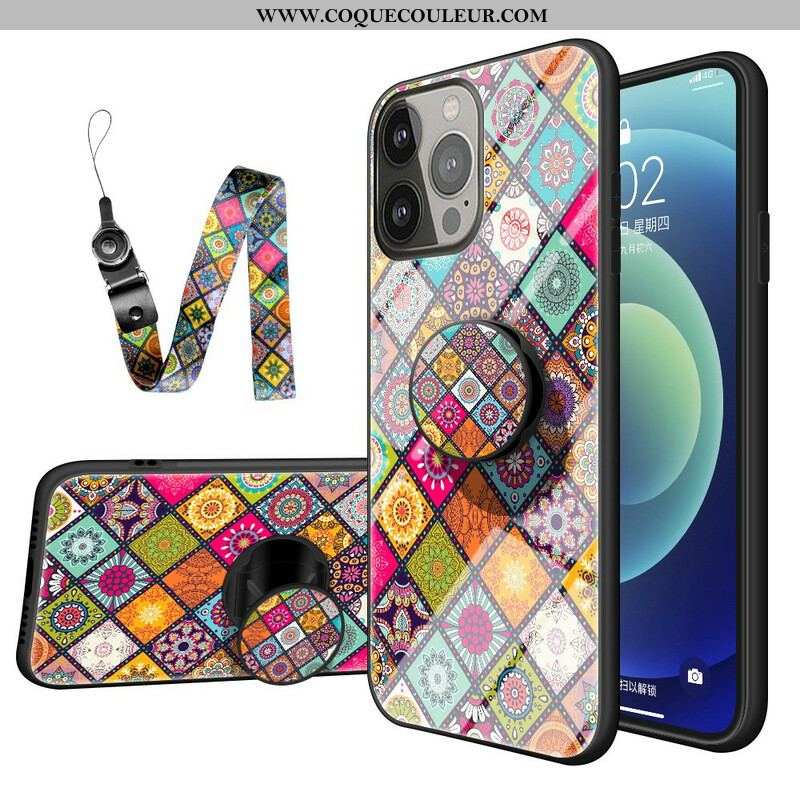 Coque iPhone 13 Pro Support Magnétique Patchwork