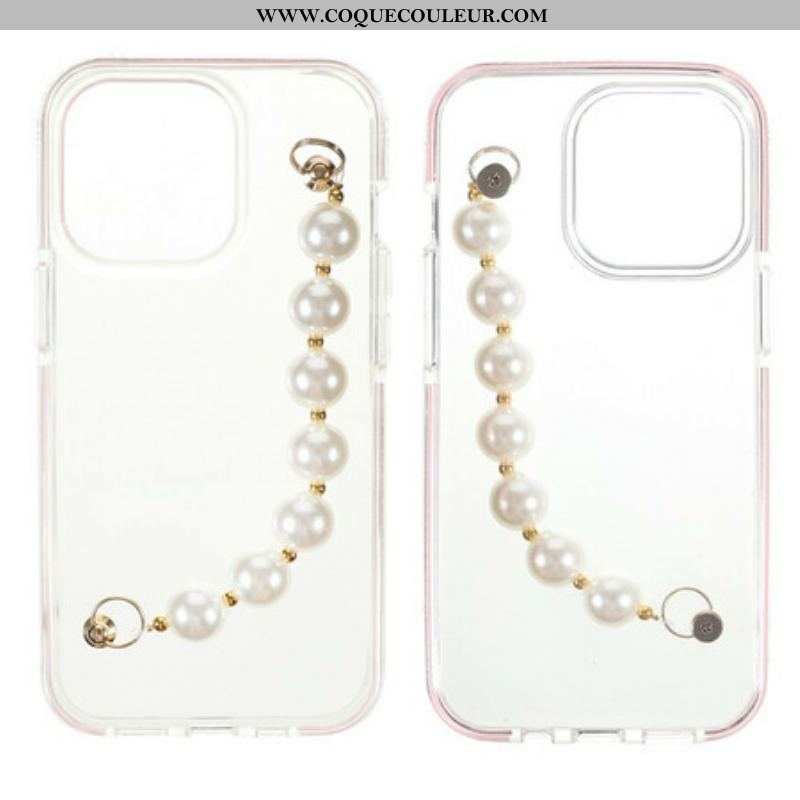 Coque iPhone 13 Pro Silicone Bracelet Perles