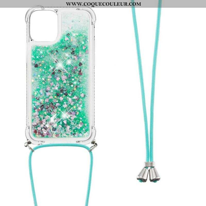 Coque iPhone 13 Pro Paillettes avec Cordon