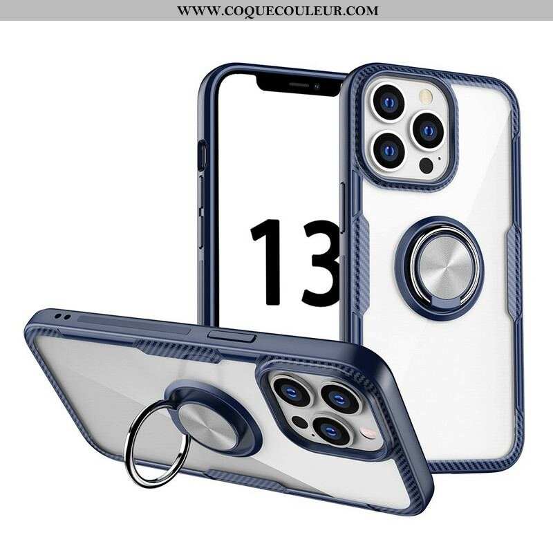 Coque iPhone 13 Pro Fibre Carbone Anneau Métallique