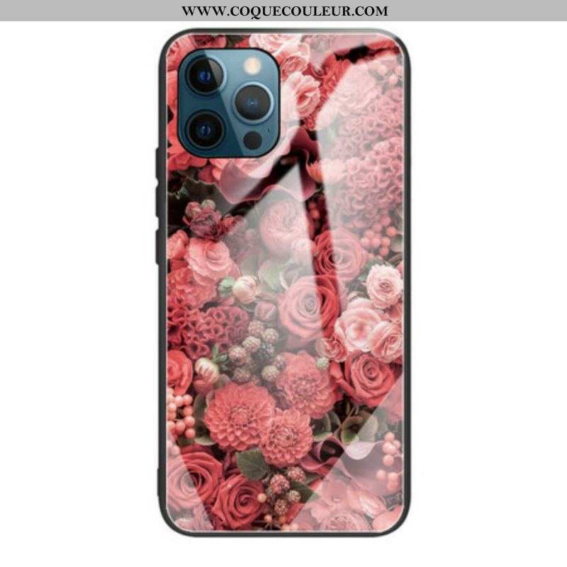 Coque iPhone 13 Pro Verre trempé Fleurs Roses