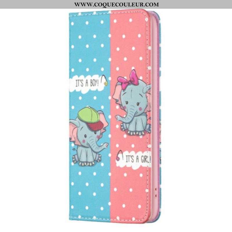 Flip Cover iPhone 14 Pro Max Bébés Éléphants