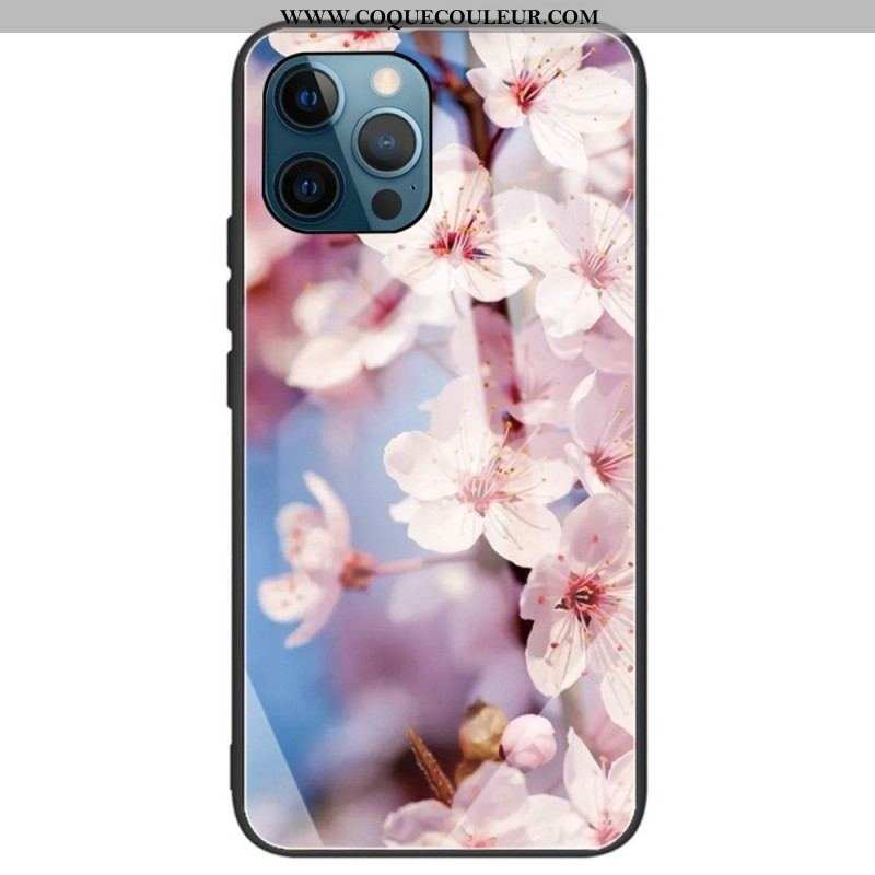 Coque iPhone 14 Pro Max Verre Trempé Fleurs