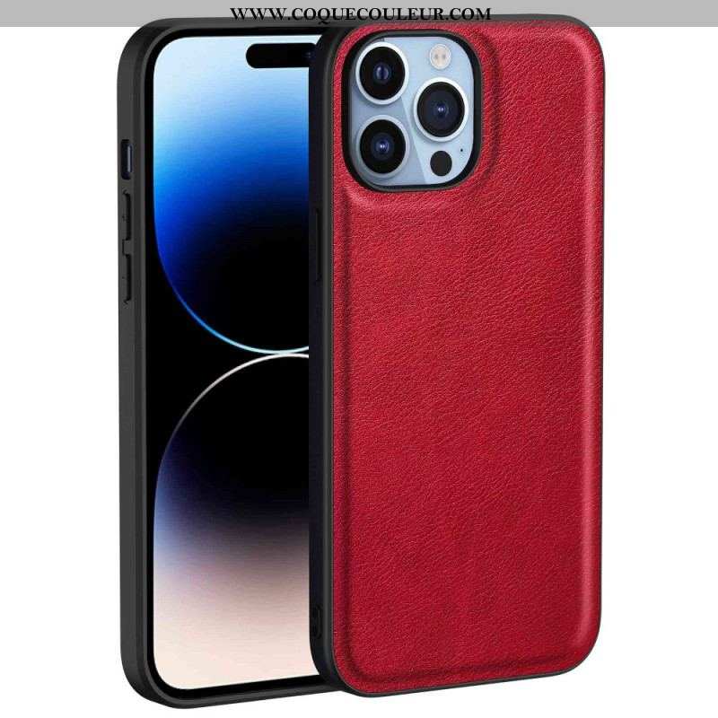 Coque iPhone 14 Pro Max Simili Cuir Rétro