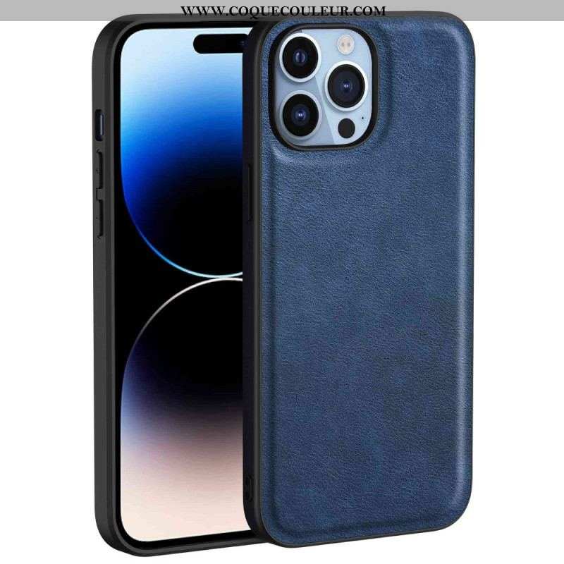 Coque iPhone 14 Pro Max Simili Cuir Rétro