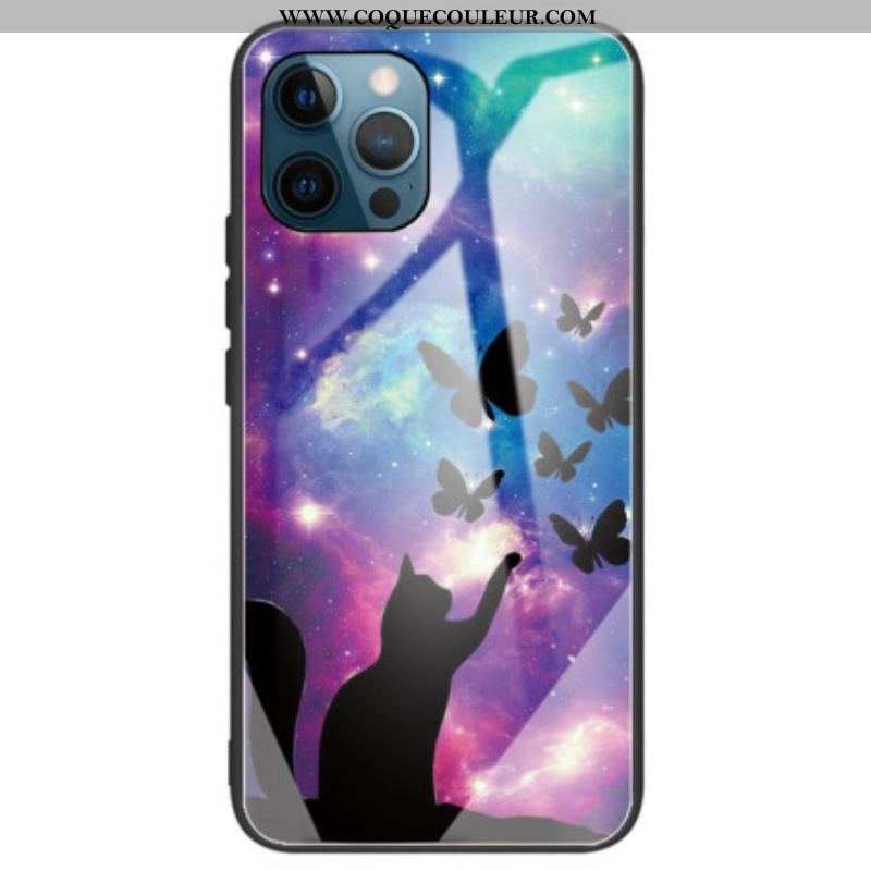 Coque iPhone 14 Pro Max Verre Trempé Chat aux Étoiles