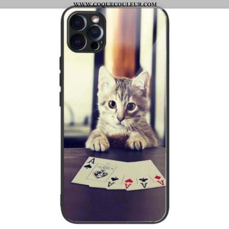 Coque iPhone 14 Pro Max Verre Trempé Chat Poker