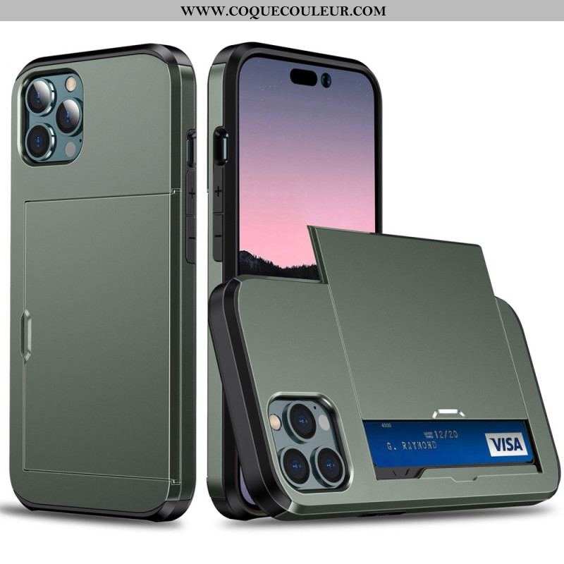 Coque iPhone 14 Pro Max Deux Porte-Cartes à Glissière