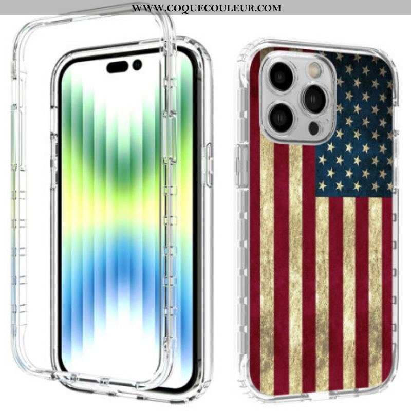 Coque iPhone 14 Pro Max Renforcée Drapeau Américain