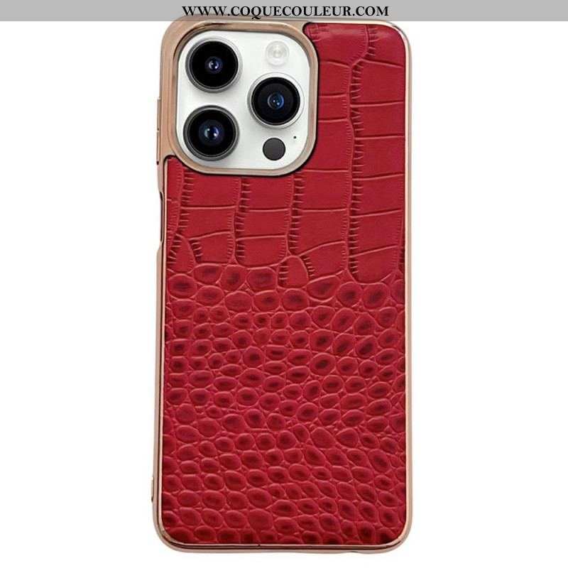 Coque iPhone 14 Pro Max Cuir Texture Crocodile